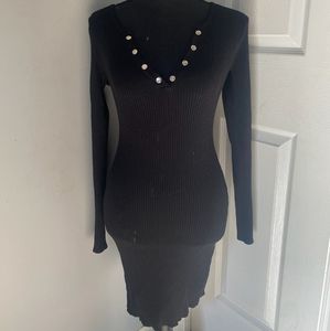 Black long sleeved mini dress